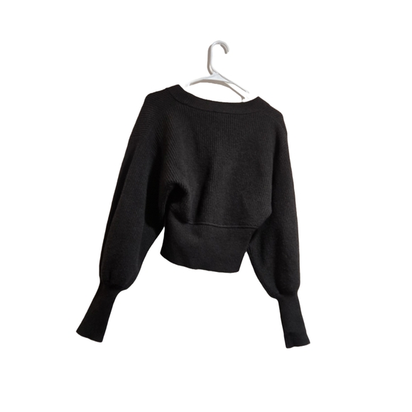 Express Black V-Neck Sweater with Ribbed Cuffs - Picture 8 of 10